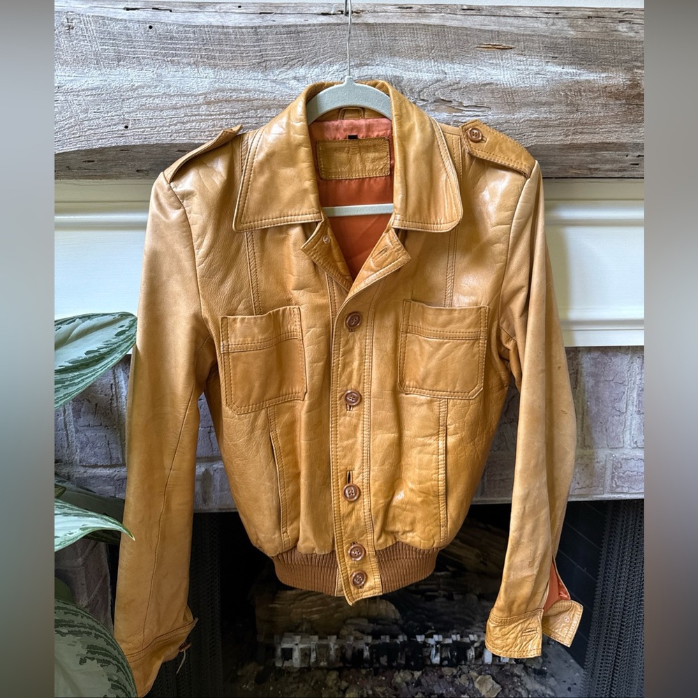 Mich Original Design Vintage Butterscotch Euro Leather Sweden Bomber Jacket 1960
